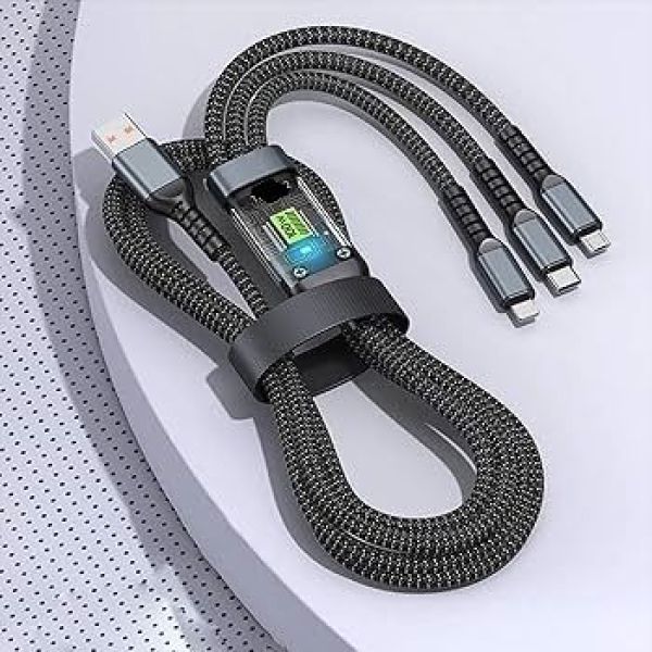 100W Transparent  Luminous 3-in-1 Super Fast Charging Cable, USB Cable Fast Charging - Image 3