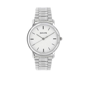 Sonata White Dial Analog Watch for Men 1013SM01