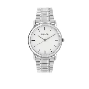 Sonata White Dial Analog Watch for Men 1013SM01