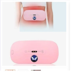 NepLiving Women Abdominal Heated Waist Belt Home Hotel Portable Multiple Modes Belly Vibration Heating Massager Rechargeable Waistband Pink