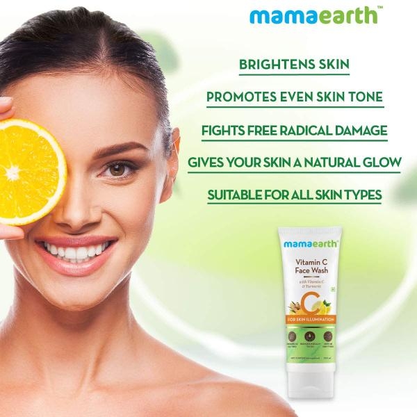 Mamaearth Vitamin C Face Wash With Vitamin C & Turmeric for Skin Illumination 100 ml - Image 3