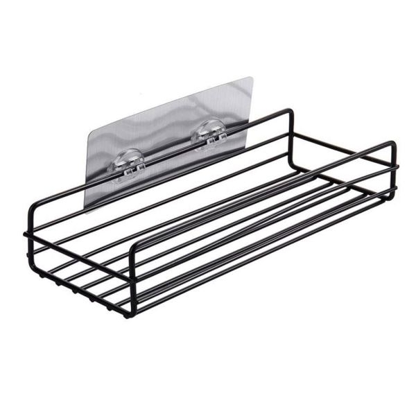 Rectangular Adhesive Metal Bathroom Rack, Bathroom Storage, Stainless Steel Bathroom Corner Shelf Organizer - Image 2