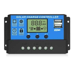 10A Solar Charge Controller, 12V/24V Solar Panel Battery Intelligent Regulator with Dual USB Port( Color May Vary)