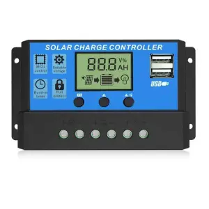 10A Solar Charge Controller, 12V/24V Solar Panel Battery Intelligent Regulator with Dual USB Port( Color May Vary)