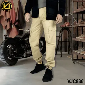 VIRJEANS (VJC836) Cargo Box Joggers 6 Pocket Pant For Men-Cream
