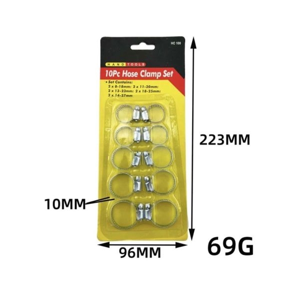 10pcs/Set Carbon Steel Hose Clamp Set, Simple Hose Clamp Kit For Home | Stainless Steel 10 Pcs Hose Clamp Set - Image 4