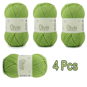4 Pcs Light Green Ganga Oliva Knitting Yarn 100 Grams