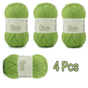 4 Pcs Light Green Ganga Oliva Knitting Yarn 100 Grams