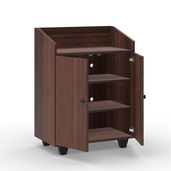 Rowan Shoe Rack with 2 Door Storage | Wooden Shoe Rack for Home | Air Vent | Melamine Finish | Multipurpose Home Office Daraz in Wooden Texture Brown - Image 2