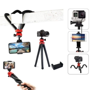 12" Flexible Tripod Better Gorilla Tripod With 360 Degree Rotating Head And Free Mobile Holder For Mobile,Camera,GoPro ,Projectors etc.