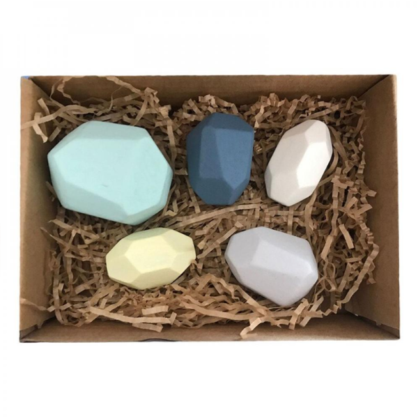 KOJA 5Pcs/set Children's Wooden Colored Stone Building Block Educational Toy Creative Style Stacking Game Rainbow Toy Rocks Gift - Image 2
