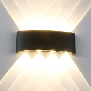 4+4 Up And Down Light LED Waterproof Outdoor Wall Rectangle Lamp Up Down Wall Mounted, Metal (Black, Pack of 1)