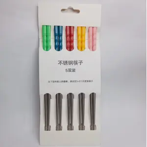 KOJA 5 Pairs Reusable Metal Chopsticks, 304 Stainless Steel Chopsticks