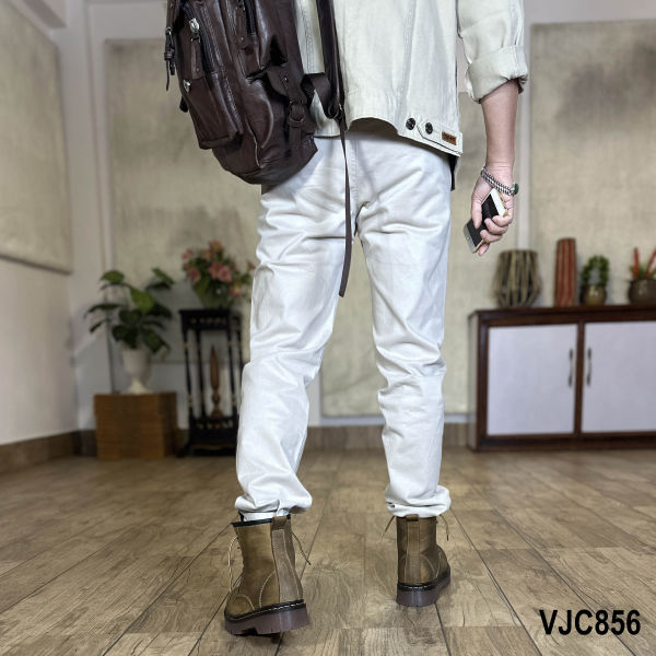 VIRJEANS (VJC856) Stretchable Cotton Straight Pant For Men- Off-white - Image 2