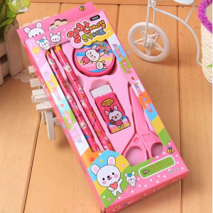KOJA Children School Cartoon Stationery Set Pencil Eraser Sharpener Scissors