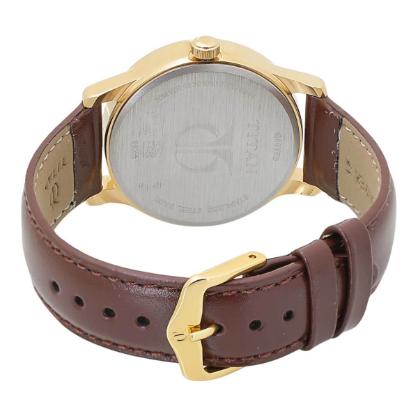 Titan Champagne Dial Analog Day and Date Leather Strap watch for Men - Image 4