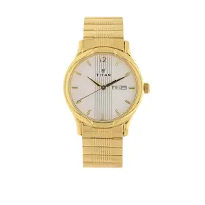 Titan Silver Dial Analog with Day and Date Stainless Steel Strap watch for Men