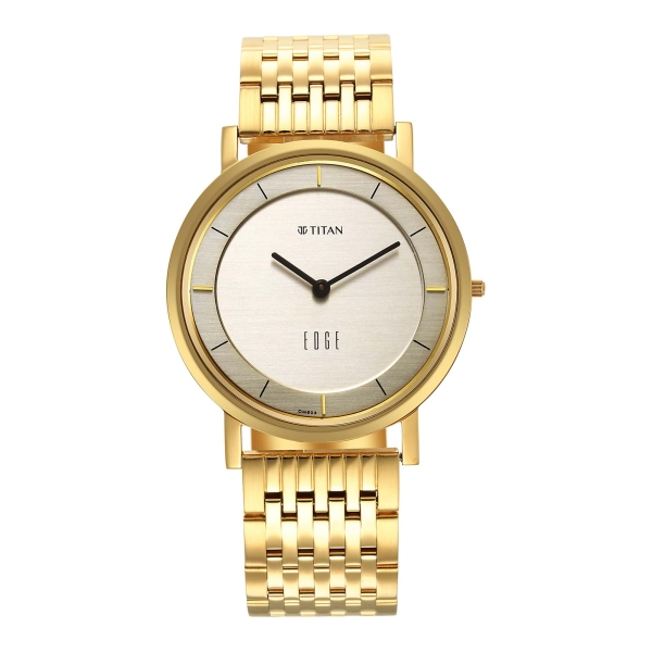 Edge Metal Yellow Dial Stainless Steel Strap Watch Men - Image 2