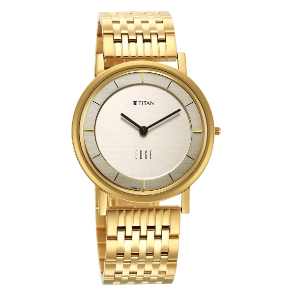 Edge Metal Yellow Dial Stainless Steel Strap Watch Men - Image 3