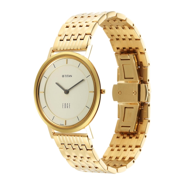 Edge Metal Yellow Dial Stainless Steel Strap Watch Men - Image 4