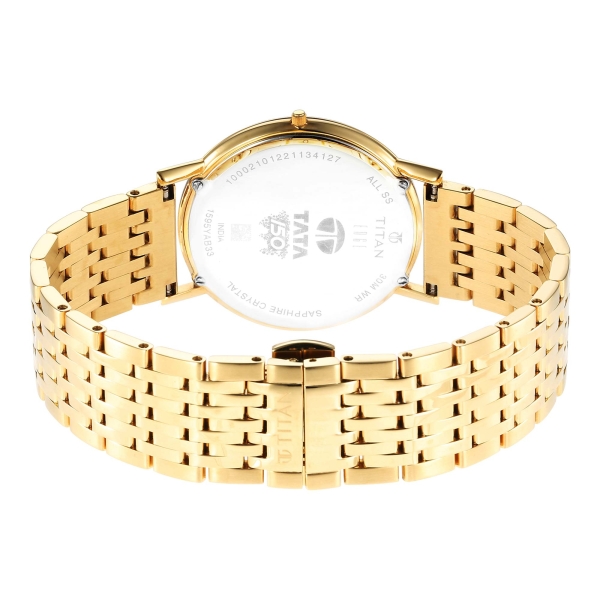 Edge Metal Yellow Dial Stainless Steel Strap Watch Men - Image 6
