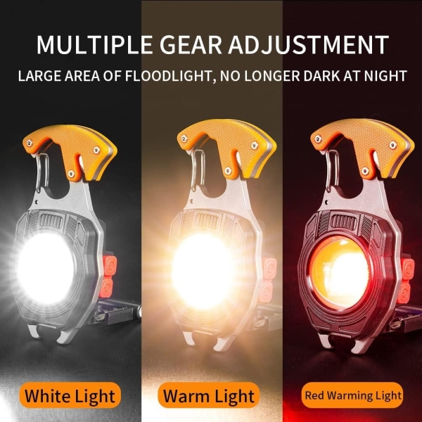 1600 Lumens Rechargeable Multi-Function Keychain Work Light with Electric Lighter, Seat Belt Cutter, Screwdriver, & Whistle - Image 8