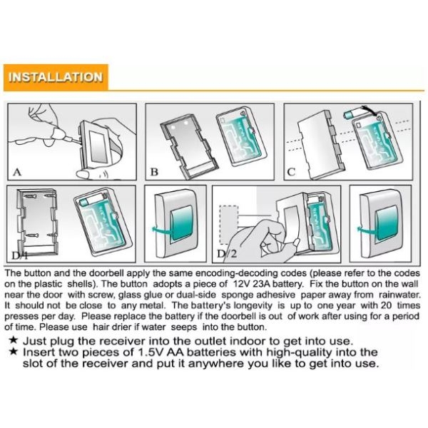 Luckarm Wireless Remote Control Door Bell - - Image 2