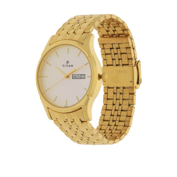 Titan Quartz Analog with Day and Date Silver Dial Stainless Steel Strap Watch for Men - Image 3