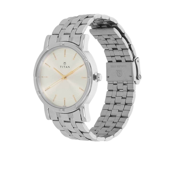 Titan Quartz Analog Silver Dial Stainless Steel Strap Watch for Men - Image 2