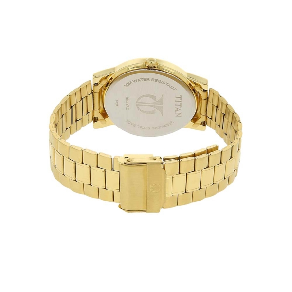 Titan Quartz Analog with Day and Date Champagne Dial Stainless Steel Strap Watch for Men - Image 4