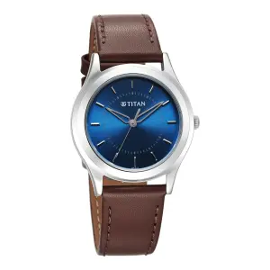 Titan Karishma Zing Quartz Analog Blue Dial Leather Strap Watch for Men