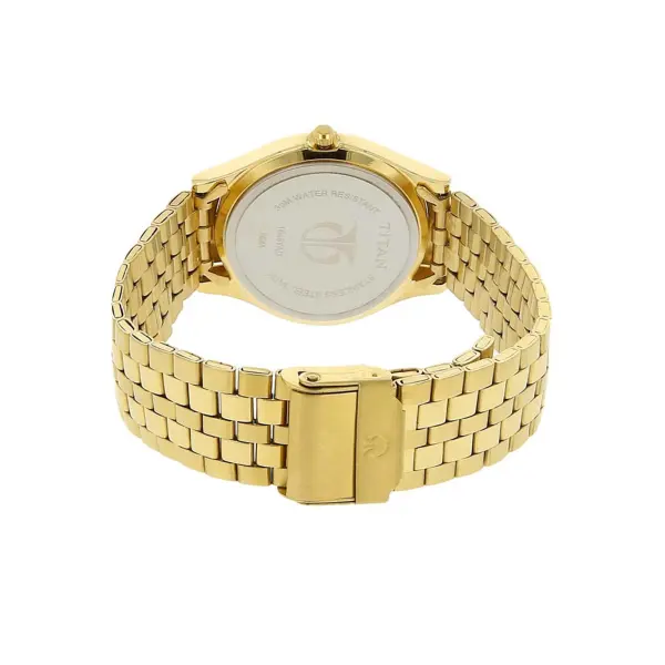 Titan Quartz Analog Champagne Dial Stainless Steel Strap Watch for Men - Image 4
