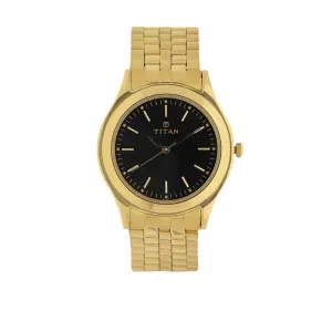 Titan Quartz Analog Black Dial Stainless Steel Strap Watch for Men