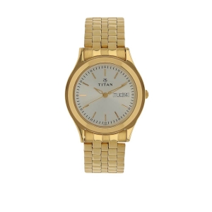 Titan Metal Analog with Day and Date Silver Dial Quartz Stainless Steel Strap Watch for Men