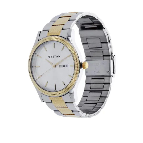 Titan Quartz Analog with Date Silver Dial Stainless Steel Strap Watch for Men - Image 2