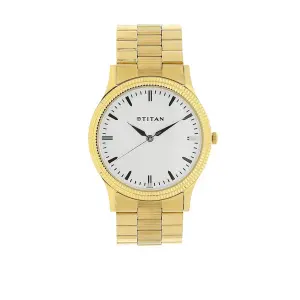 Titan Quartz Analog with Day and Date White Dial Stainless Steel Strap Watch for Men