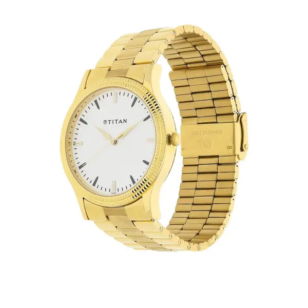 Titan Quartz Analog with Day and Date White Dial Stainless Steel Strap Watch for Men - Image 2