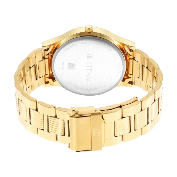 Titan Quartz Analog Champagne Dial Stainless Steel Strap Watch for Men - Image 6