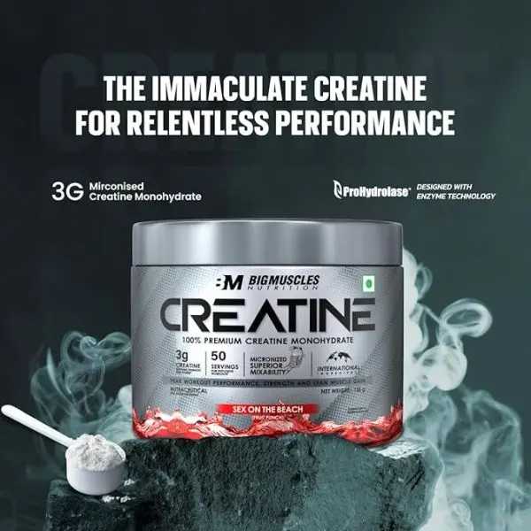 Bigmuscles Nutrition Creatine Monohydrate 155g (50 Serving) Watermelon Flavour - Image 4