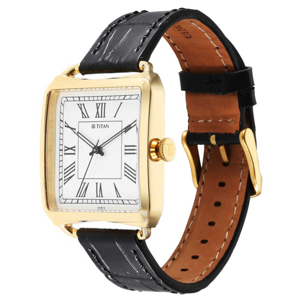 Titan Retro Revive Quartz Analog White Dial Leather Strap for Men - Image 3