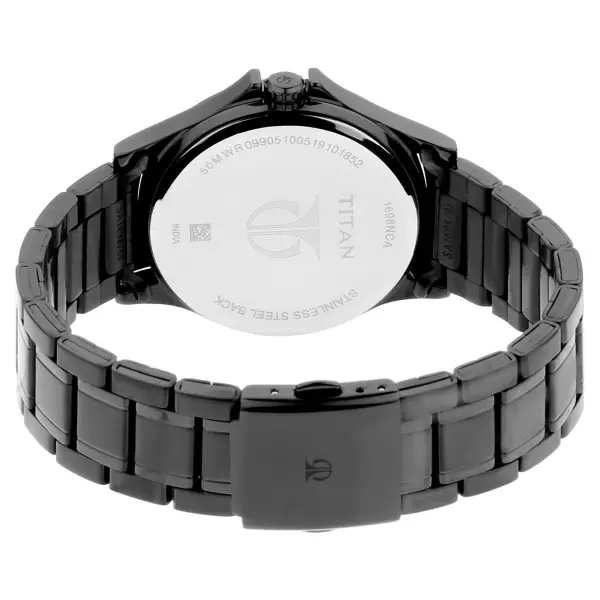 Titan Quartz Multifunction Black Dial Stainless Steel Strap Watch for Men - Image 5