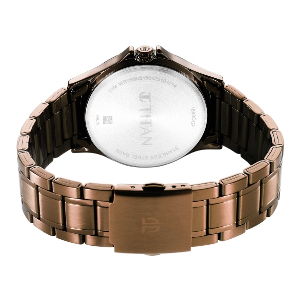 Titan Neo Splash Quartz Multifunction Brown Dial Stainless Steel Strap Watch for Men - Image 5