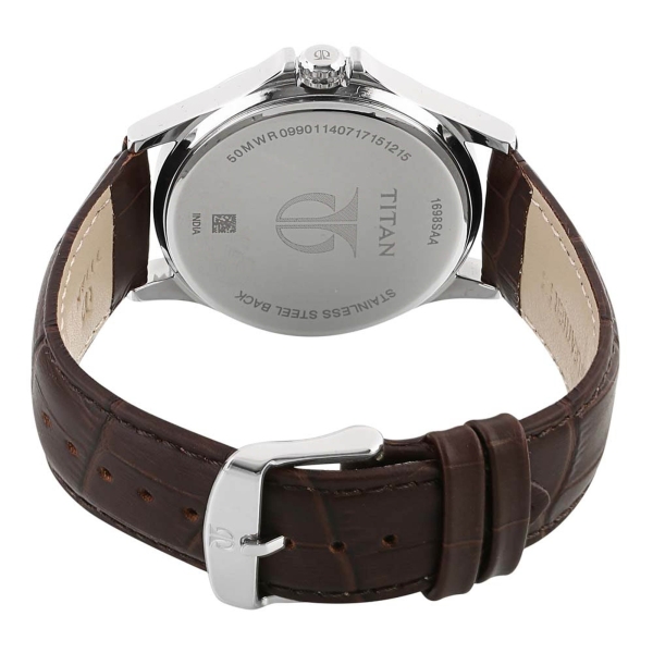 Titan Quartz Multifunction Silver Dial Leather Strap Watch for Men - Image 4