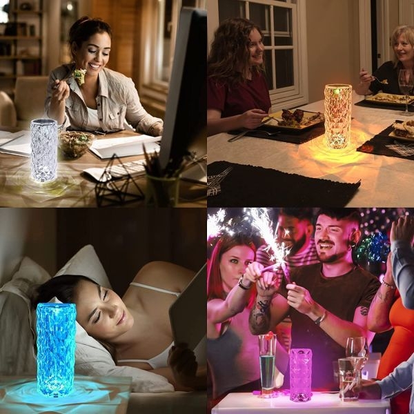NepLiving Crystal Table Lamp Touch Control,Endless Rose Diamond Lamp RGB Color Changing Remote Controlled - Image 4