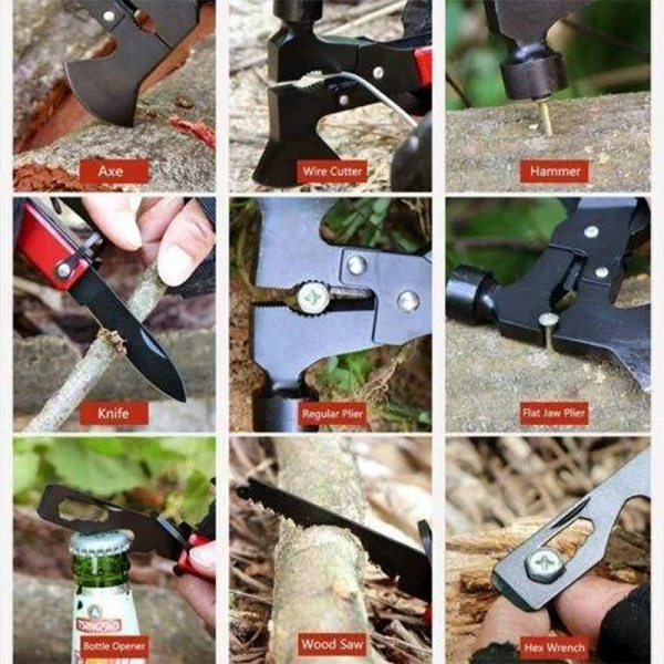 KOJA All In One Axe Hammer Camping Tool Survival Knife Kit - Image 5
