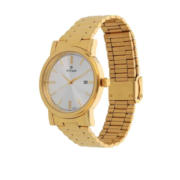 Titan Quartz Analog with Date Silver Dial Stainless Steel Strap Watch for Men - Image 2