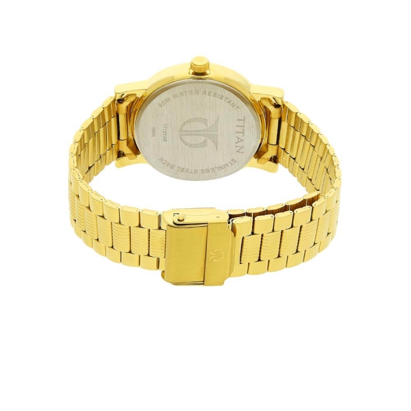 Titan Quartz Analog with Date Champagne Dial Stainless Steel Strap Watch for Men - Image 4
