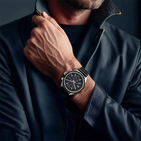 Titan Quartz Multifunction Blue Dial Leather Strap Watch for Men - Image 7
