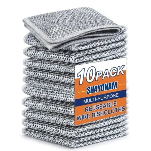 Pack of 5 Multipurpose Wire Dishwashing Rags for Wet and Dry Stainless Steel Scrubber for Utensils Non-Scratch Wire Dishcloth for Washing Dishes Sinks Counters Easy Rinsing Machine Washable - Image 2