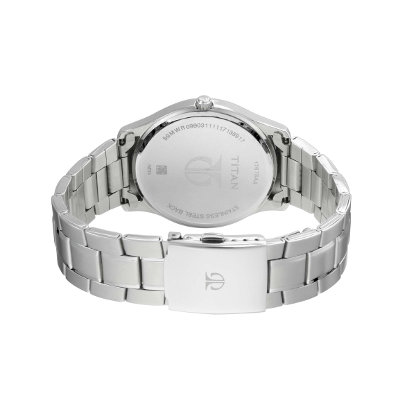 Titan Workwear White Dial Analog with Day and Date Stainless Steel Strap watch for Men - Image 4